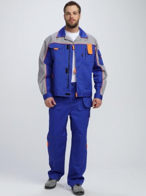 Костюм рабочий Союз-Профессионал-1 CH (тк.Смесовая,240) брюки, васильковый/св.серый/оранжевый