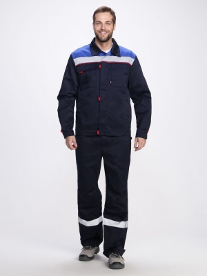 Костюм рабочий Фаворит-1 СОП усиленный IMP (тк.Смесовая,210) брюки, т.синий/васильковый/красный