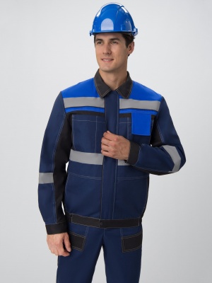 Костюм рабочий Виват-1 Премиум (тк.Смесовая,240) брюки, т.синий/черный/васильковый