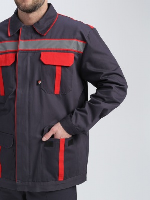 Костюм рабочий ИТР СОП UZ (тк.Саржа,250) брюки, т.серый/красный