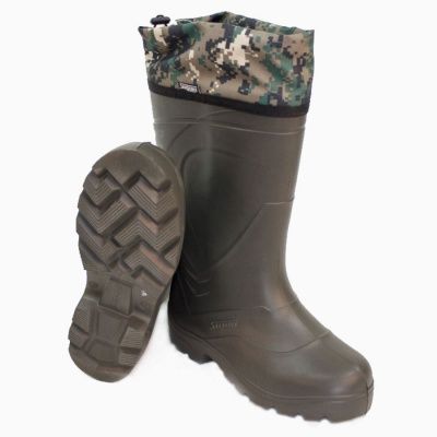 Сапоги утепленные из ЭВА с надставкой и 2-сл. чулком из фольг. полотна и натур. меха