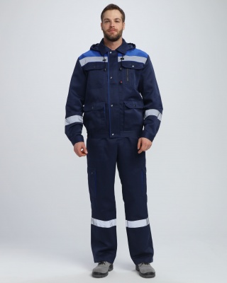 Костюм рабочий Титан СОП с капюшоном (тк.Смесовая,210) п/к, т.синий/васильковый