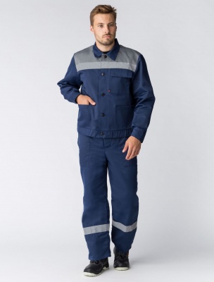 Костюм рабочий Труженик-2 СОП (тк.Смесовая,210) п/к, т.синий/серый
