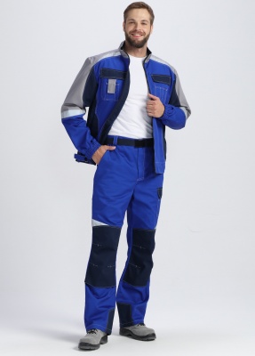 Костюм рабочий Формула (тк.Смесовая,240) брюки, васильковый/т.синий/серый