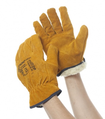 Перчатки цельноспилковые утепленные на иск.меху "STRONG"