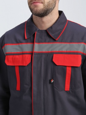 Костюм рабочий ИТР СОП UZ (тк.Саржа,250) брюки, т.серый/красный