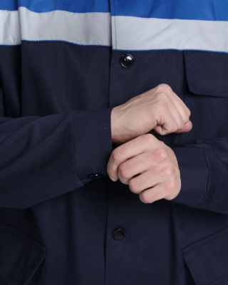 Костюм рабочий Производственник СОП (тк.Саржа,230) брюки, т.синий/васильковый