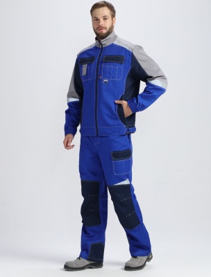 Костюм рабочий Формула (тк.Смесовая,240) брюки, васильковый/т.синий/серый