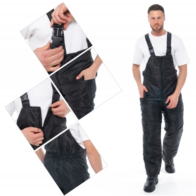 Полукомбинезон зимний "Охранник" черный, тк. Оксфорд, синтепон