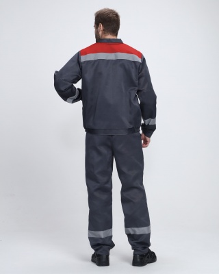 Костюм рабочий Легион-1 усиленный (тк.Смесовая,210) брюки, т.серый/красный