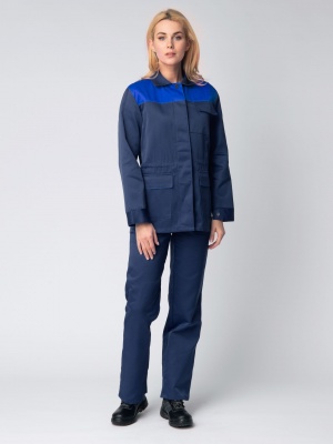 Костюм рабочий женский Передовик (тк.Смесовая,210) брюки, т. синий / васильковый