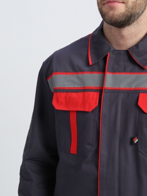 Костюм рабочий ИТР СОП UZ (тк.Саржа,250) брюки, т.серый/красный