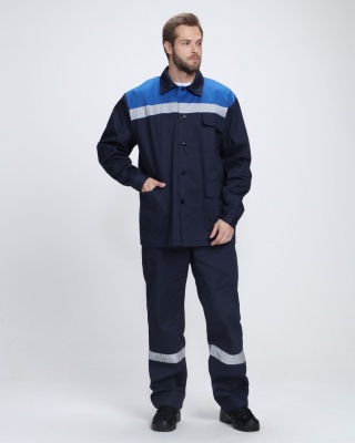 Костюм рабочий Производственник СОП (тк.Саржа,230) брюки, т.синий/васильковый