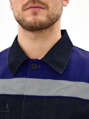 Костюм рабочий Липецк-1 CH с брюками (тк.Смесовая,280, хлопок 65%), т.синий/васильковый