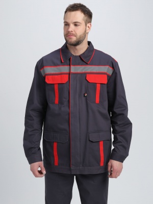 Костюм рабочий ИТР СОП UZ (тк.Саржа,250) брюки, т.серый/красный