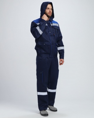 Костюм рабочий Титан СОП с капюшоном (тк.Смесовая,210) п/к, т.синий/васильковый