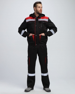 Костюм рабочий Титан СОП с капюшоном (тк.Смесовая,210) п/к, т.серый/св.серый