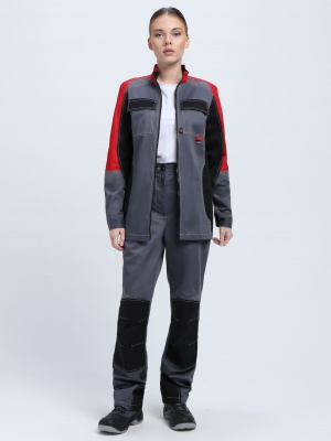 Костюм рабочий женский Формула-1 (тк.Смесовая,240) брюки, серый/красный/черный