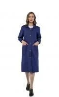 Халат женский рабочий ткань смесовая т. синяя, производство РБ